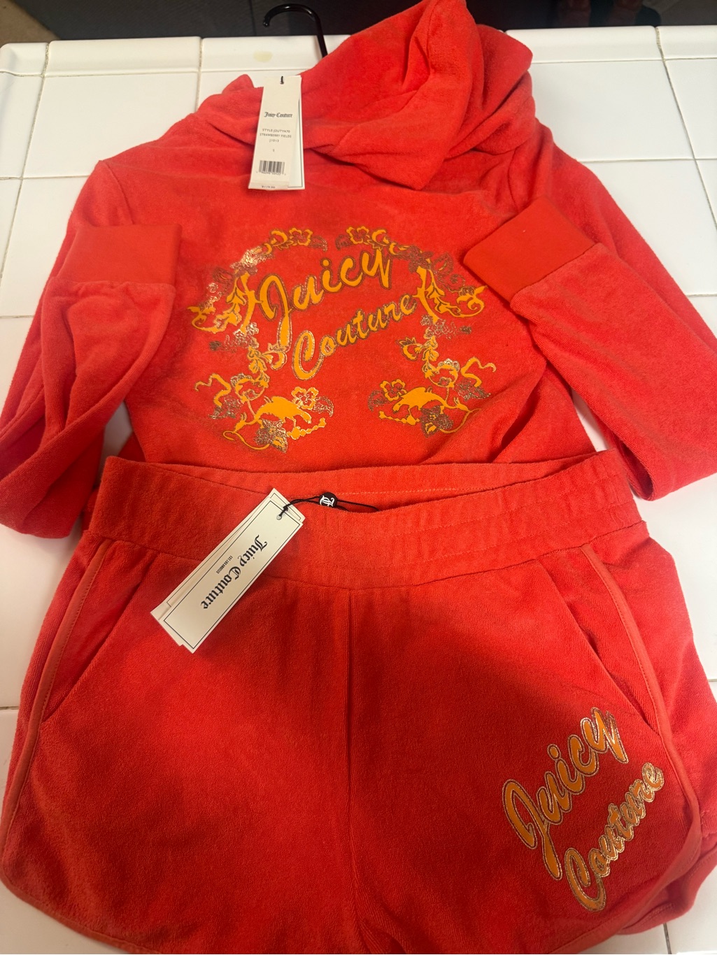 Juicy Couture Strawberry Red Velour Set With Tag